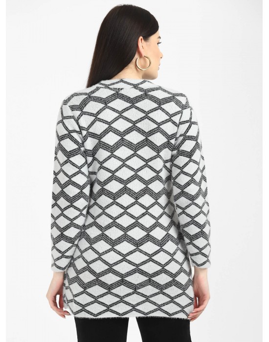 Women Long coat grey Front Design with button